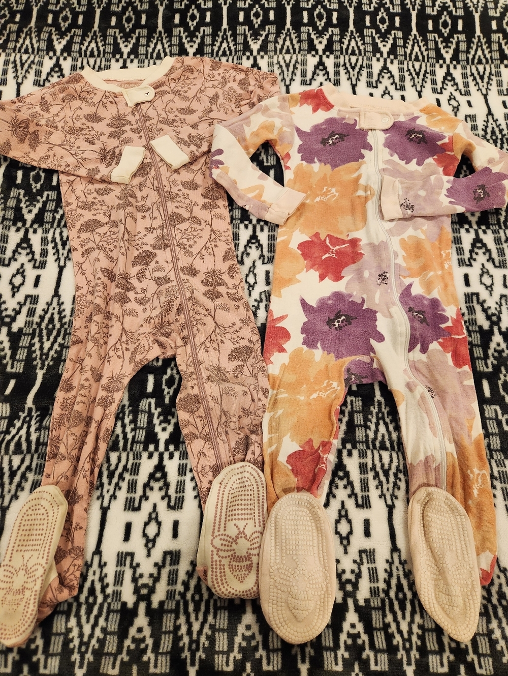 Burt's Bees Soft Floral Footed One-Piece Pajamas - Pink & Multi Floral